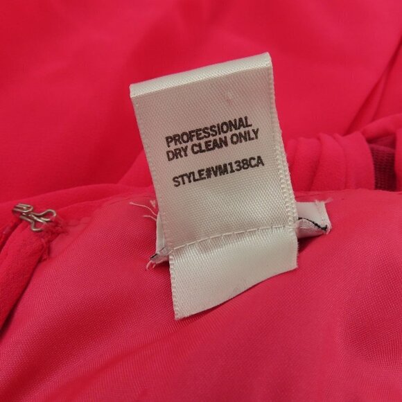 Cache Womens 2 Bright Pink Pleated Rhinestone Cutout Mesh Hi Low Dress Formal - Picture 9 of 11